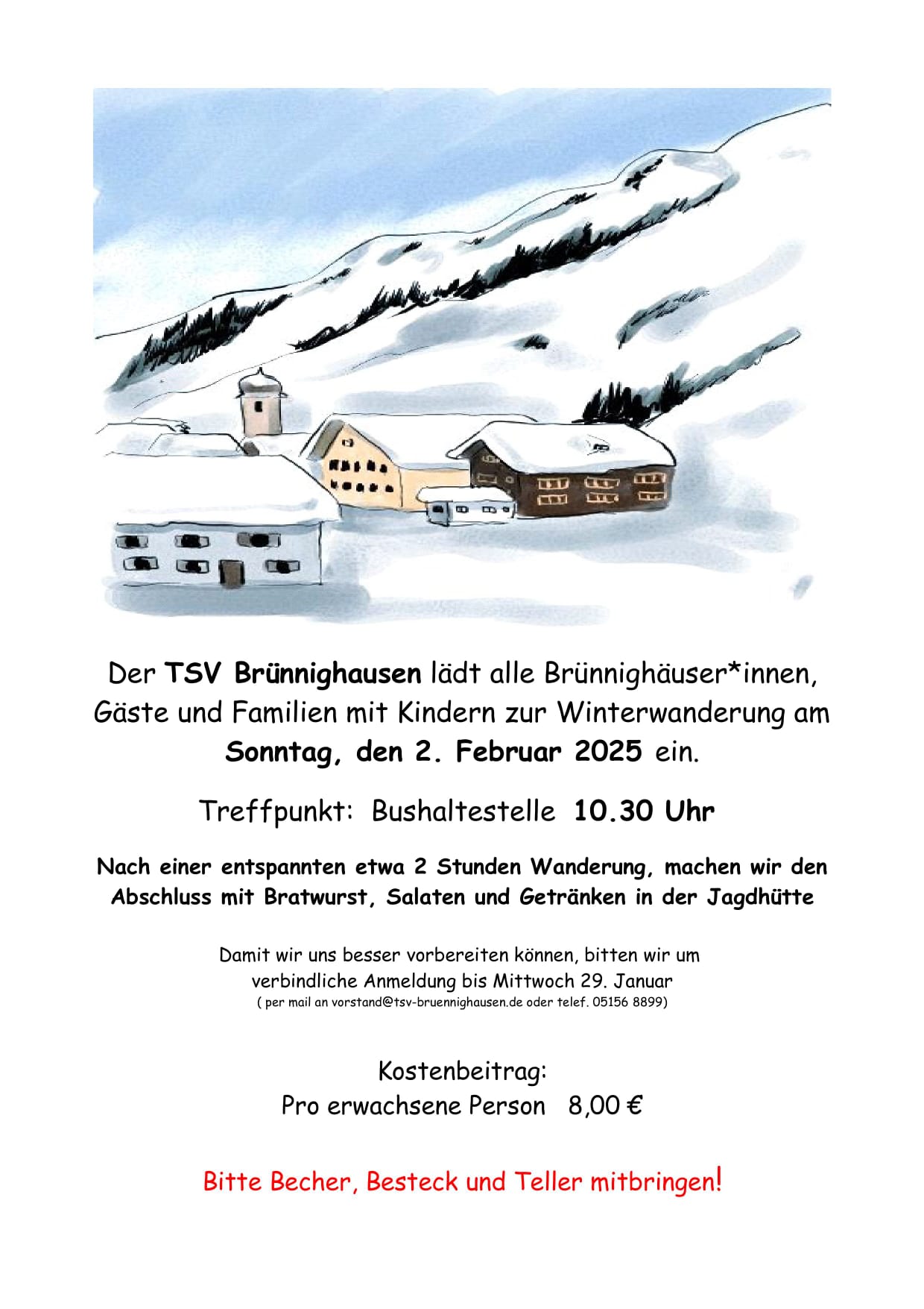 TSV Winterwanderung am Sonntag, den 2. Februar